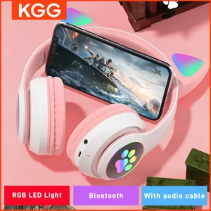Cat Ears Headphones Flash Light Wireless With MIC Control LED Kid Girl Stereo Cute Music Helmet Bluetooth Phone Headset Earphone - AliExpress